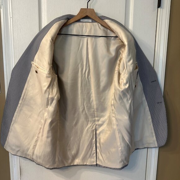 Chaps | 42R Navy Blue & White Gingham 2 Button Sport Coat Blazer Suit Summer - Picture 8 of 12